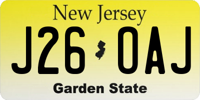 NJ license plate J26OAJ