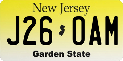 NJ license plate J26OAM