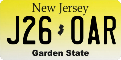 NJ license plate J26OAR