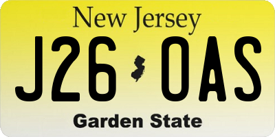 NJ license plate J26OAS
