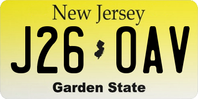 NJ license plate J26OAV