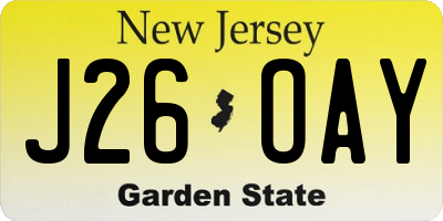 NJ license plate J26OAY