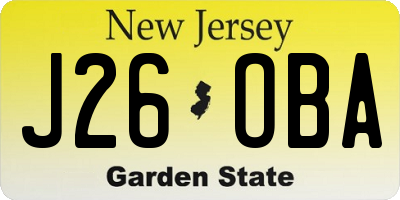 NJ license plate J26OBA