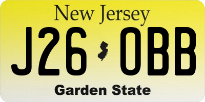 NJ license plate J26OBB