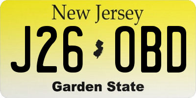 NJ license plate J26OBD