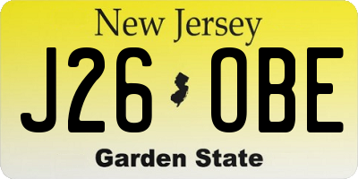 NJ license plate J26OBE