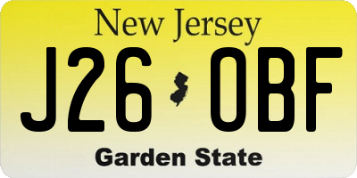 NJ license plate J26OBF