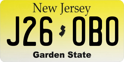 NJ license plate J26OBO