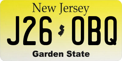NJ license plate J26OBQ