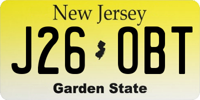 NJ license plate J26OBT