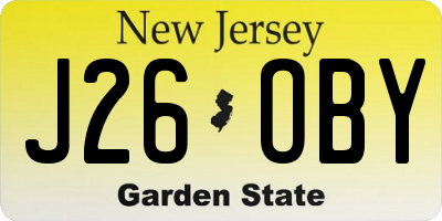 NJ license plate J26OBY
