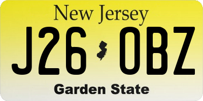 NJ license plate J26OBZ