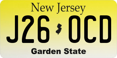 NJ license plate J26OCD