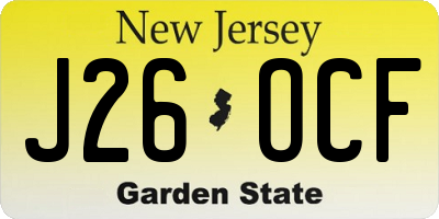 NJ license plate J26OCF