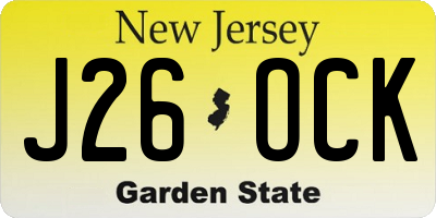 NJ license plate J26OCK