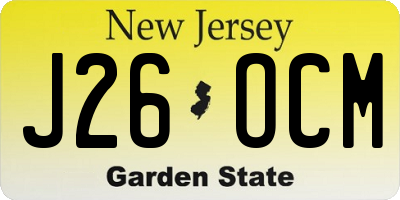 NJ license plate J26OCM