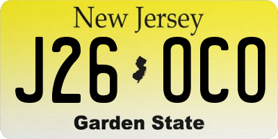 NJ license plate J26OCO