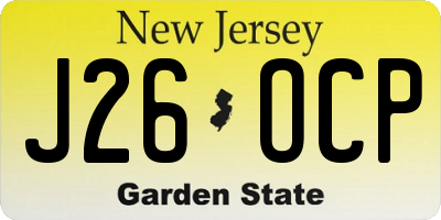 NJ license plate J26OCP