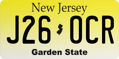 NJ license plate J26OCR