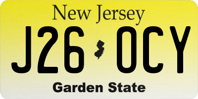 NJ license plate J26OCY