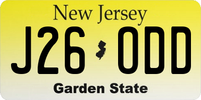 NJ license plate J26ODD