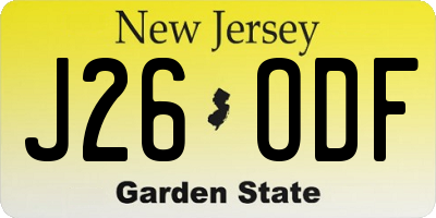 NJ license plate J26ODF