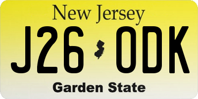 NJ license plate J26ODK