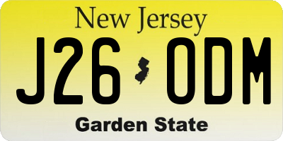 NJ license plate J26ODM