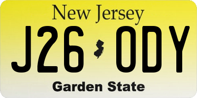NJ license plate J26ODY