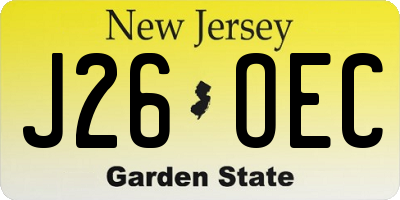 NJ license plate J26OEC