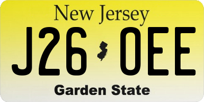 NJ license plate J26OEE