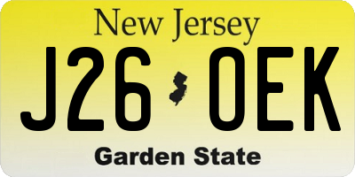 NJ license plate J26OEK