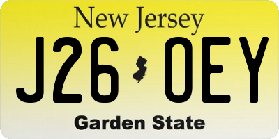 NJ license plate J26OEY