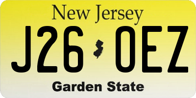 NJ license plate J26OEZ