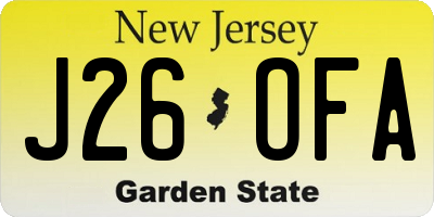 NJ license plate J26OFA