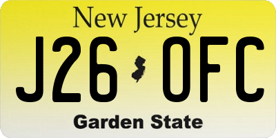 NJ license plate J26OFC