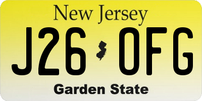 NJ license plate J26OFG