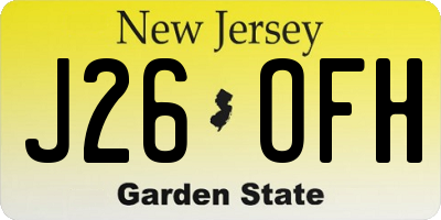 NJ license plate J26OFH