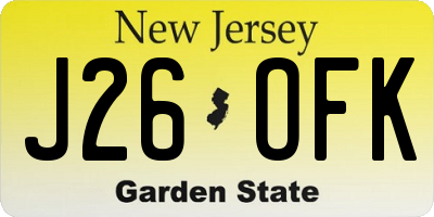 NJ license plate J26OFK