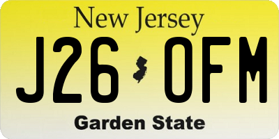 NJ license plate J26OFM