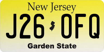 NJ license plate J26OFQ
