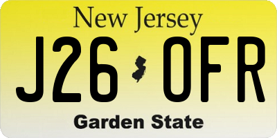 NJ license plate J26OFR