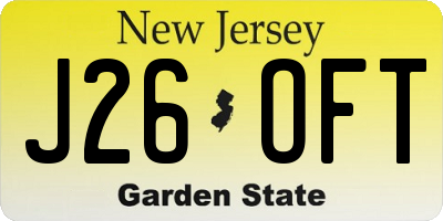 NJ license plate J26OFT