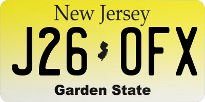 NJ license plate J26OFX