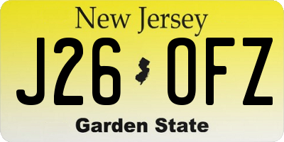 NJ license plate J26OFZ
