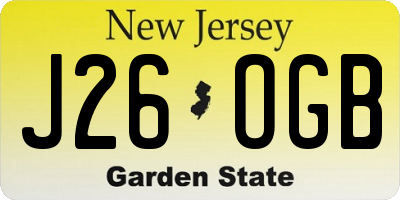 NJ license plate J26OGB
