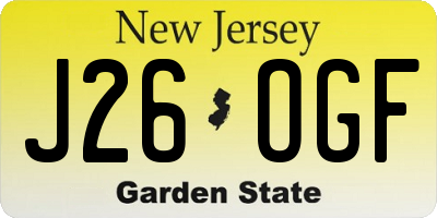 NJ license plate J26OGF