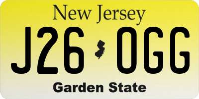 NJ license plate J26OGG