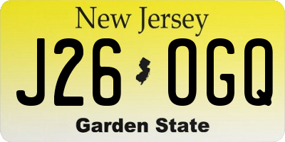 NJ license plate J26OGQ