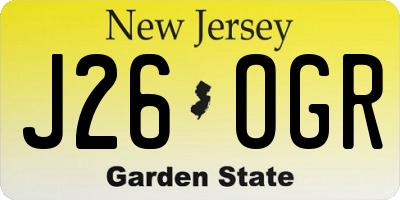 NJ license plate J26OGR